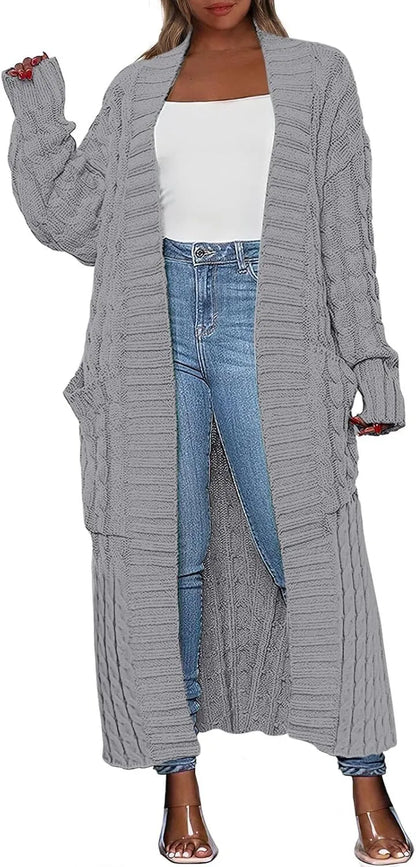 Women's Long Cardigan 2024 Oversized Coat Long Sleeve Open Cardigan Knitted Extra Long Coat Autumn Fashion Jacket Clothes