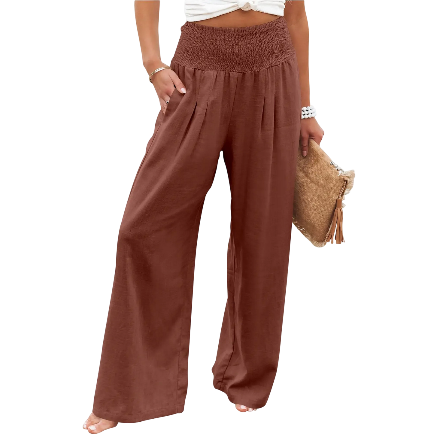 Women's linen wide-leg pants