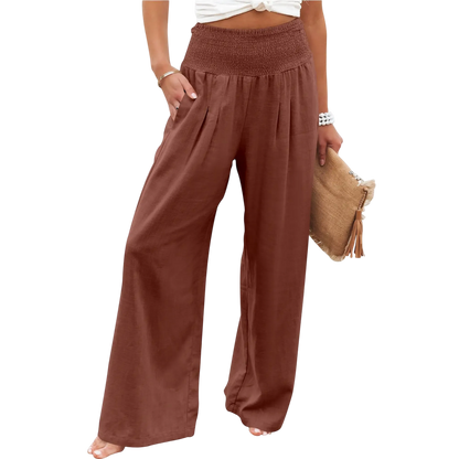 Women's linen wide-leg pants