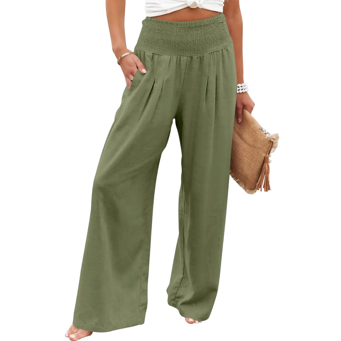 Women's linen wide-leg pants