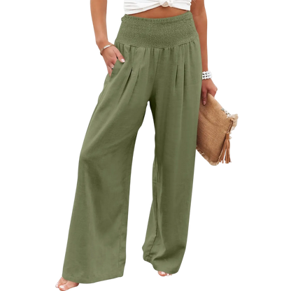 Women's linen wide-leg pants