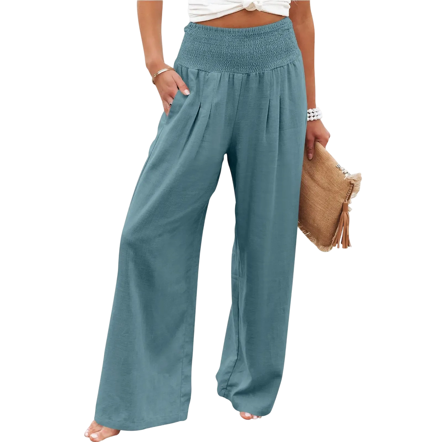 Women's linen wide-leg pants