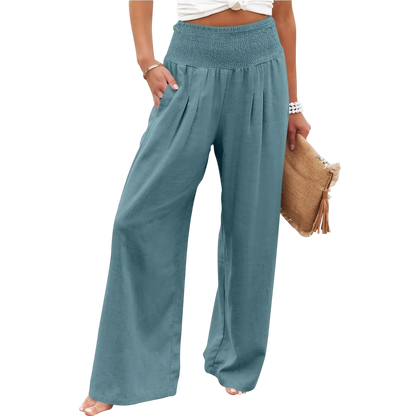 Women's linen wide-leg pants