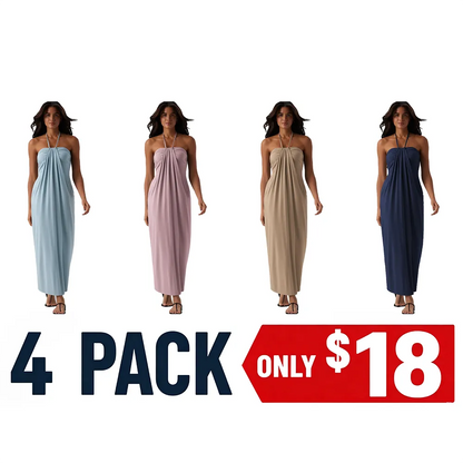 Halter Tie Back Maxi Dress with Pockets