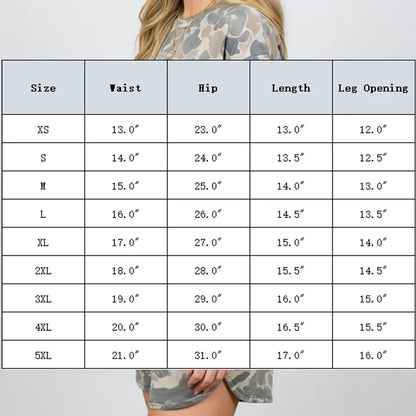 Loose-fitting T-shirt and camouflage print shorts set