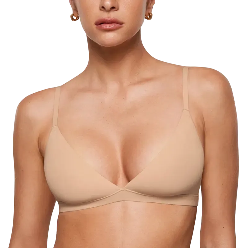 Women's Deep V, Unlined, Seamless, Wire-Free Triangle Bra