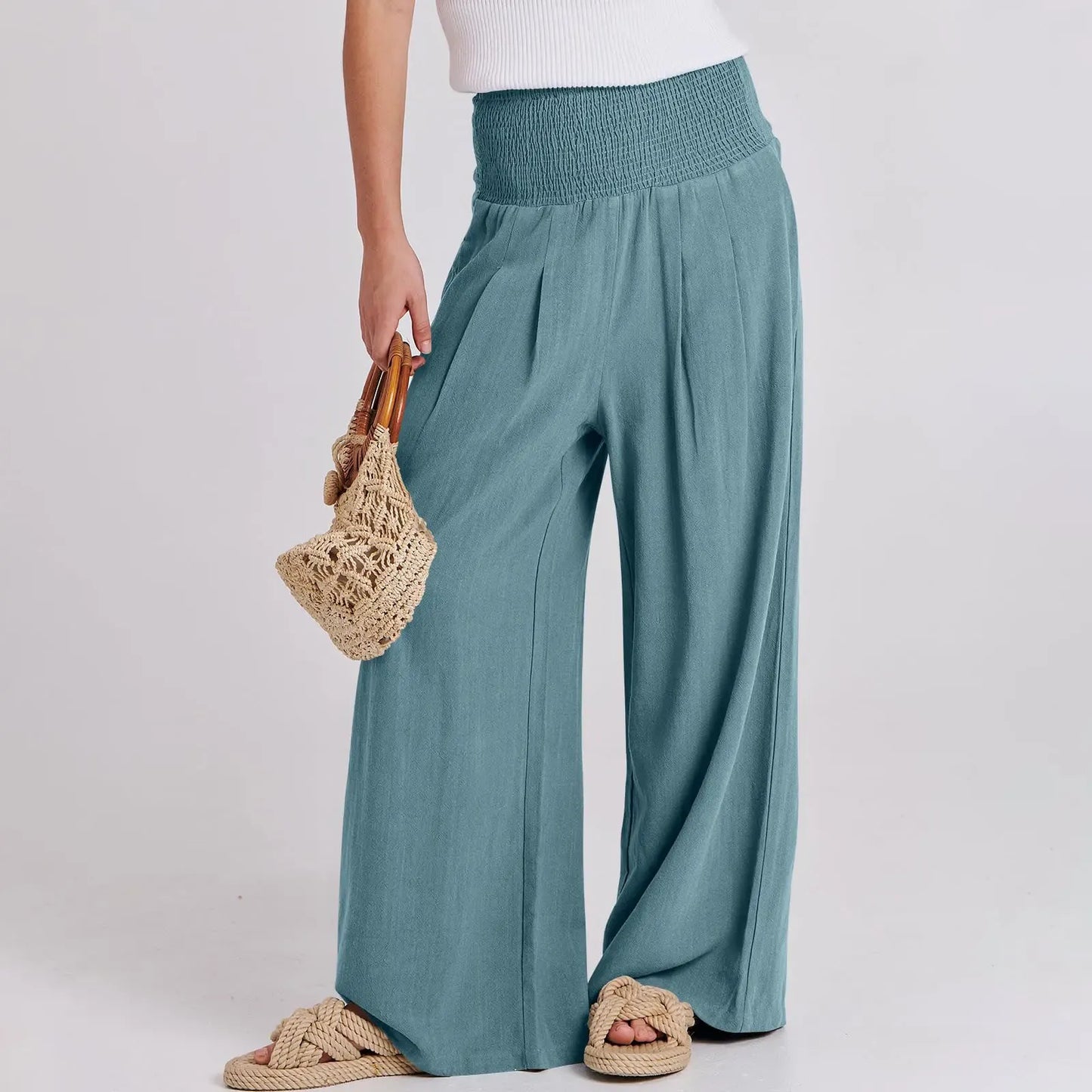 Women's linen wide-leg pants