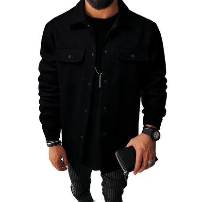 Men's casual warm button-down pocket jacket