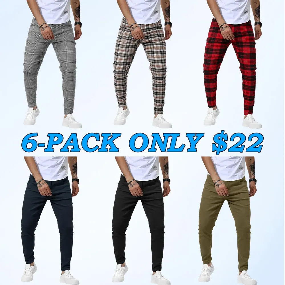 Men's Casual Slim Fit Pants Skinny Stretch Dress Slacks