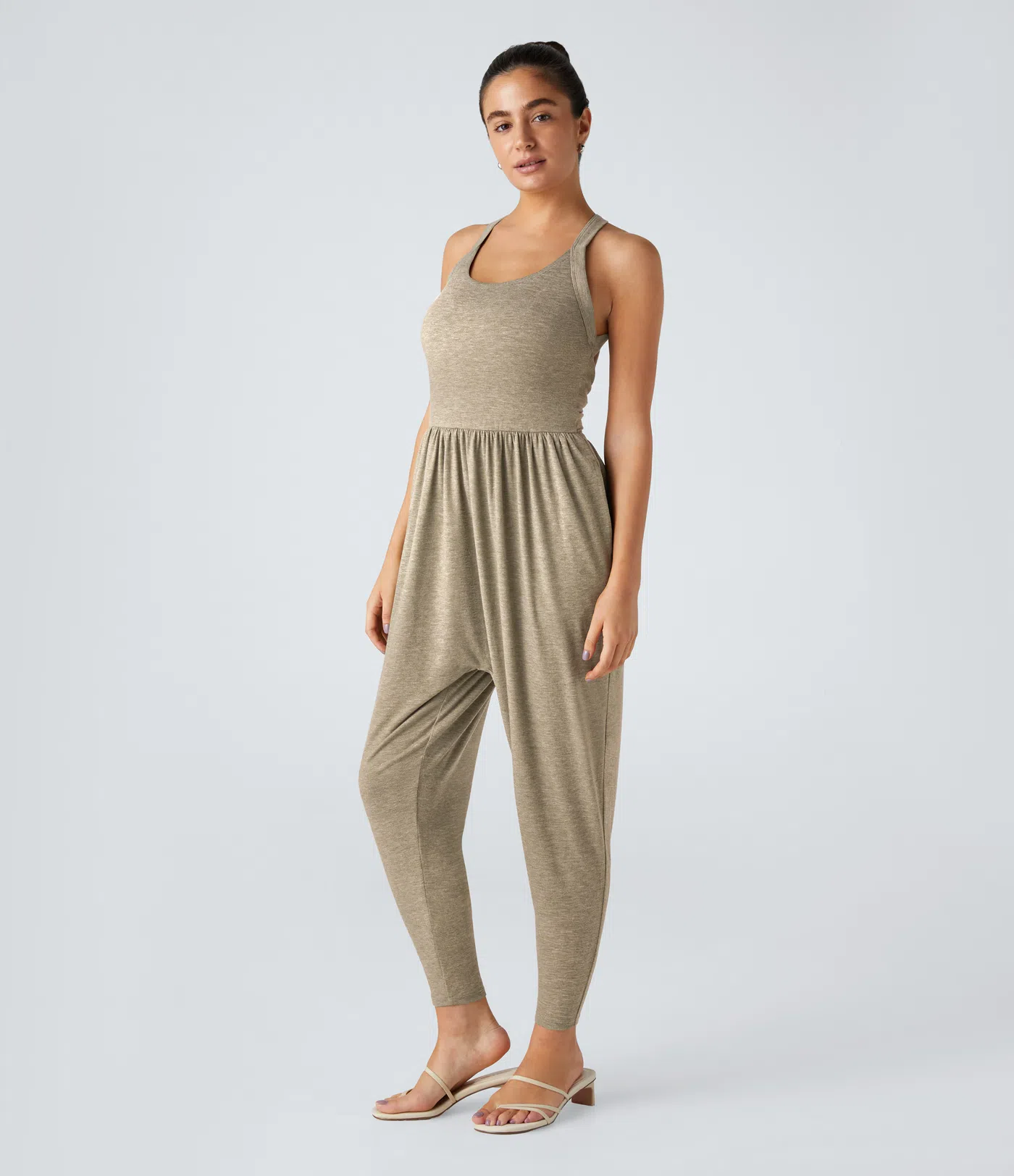 💝Last day promotion-⏰Backless Twisted U Neck Side Pocket Harem Casual Jumpsuit-Easy Peezy Edition
