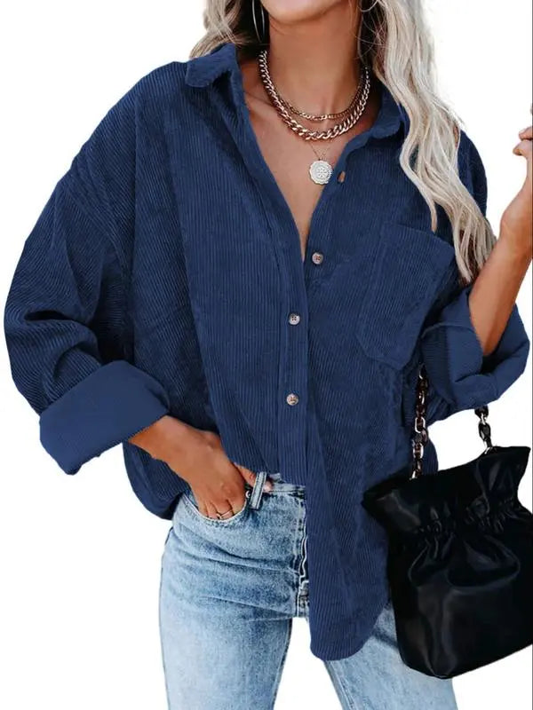 ✨Women's Plain Collared Minimalist Button Front Collared Blouse🔥
