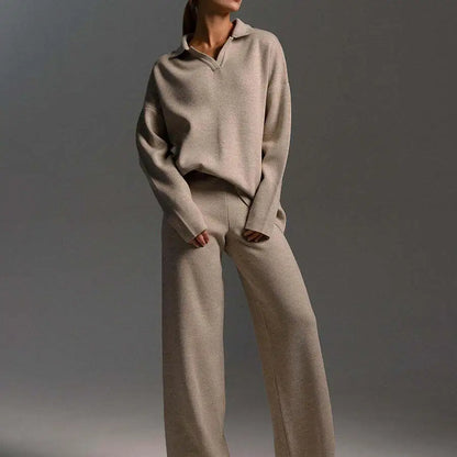 Knit Top and Wide Leg Pants 2 Piece Set