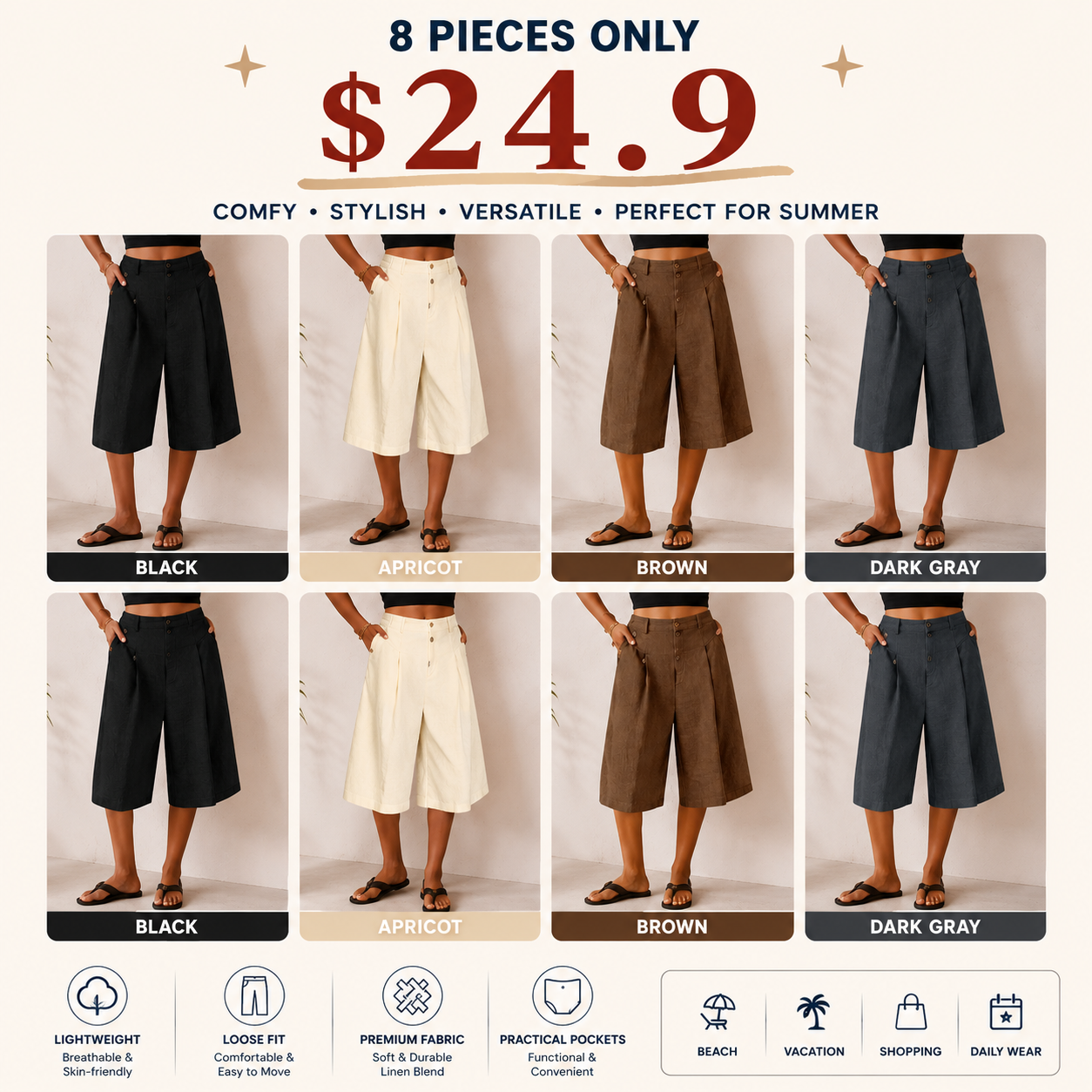 Women's Bermuda Shorts – Comfortable Fit Business Casual Summer Shorts