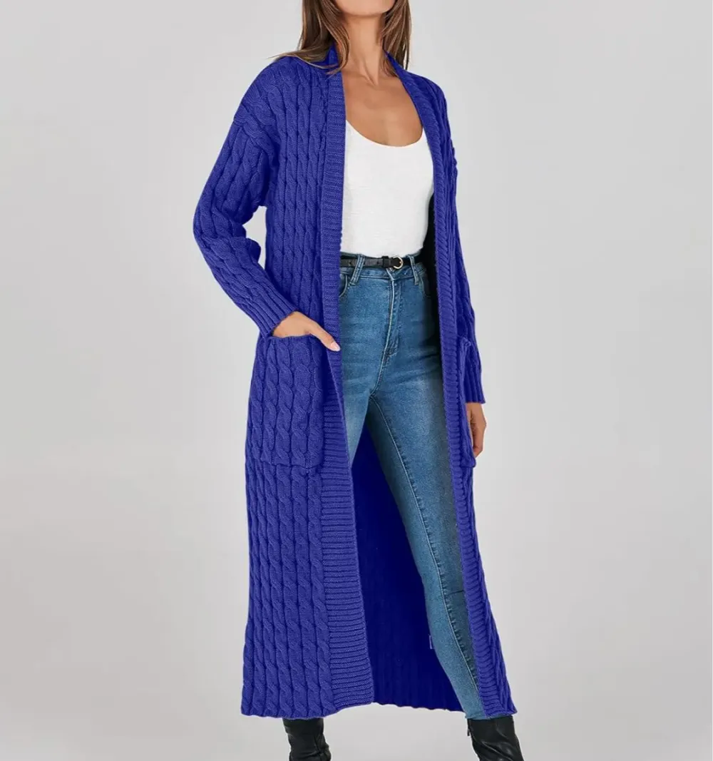Women's Long Cardigan 2024 Oversized Coat Long Sleeve Open Cardigan Knitted Extra Long Coat Autumn Fashion Jacket Clothes