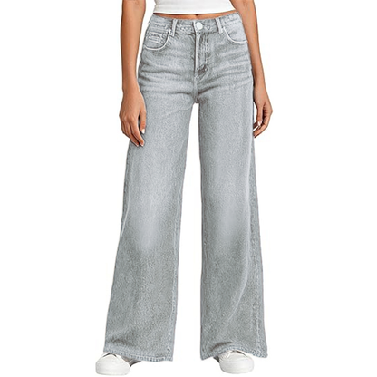 Women's Sweatpant Jeans Print Denim Sweatpants High Waisted Full-Length Wide Leg Pants Baggy Comfort Faux Jeans