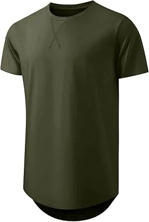 🔥Men's 12-Pack Cotton Hipster Hip Hop Longline Crewneck T-Shirt