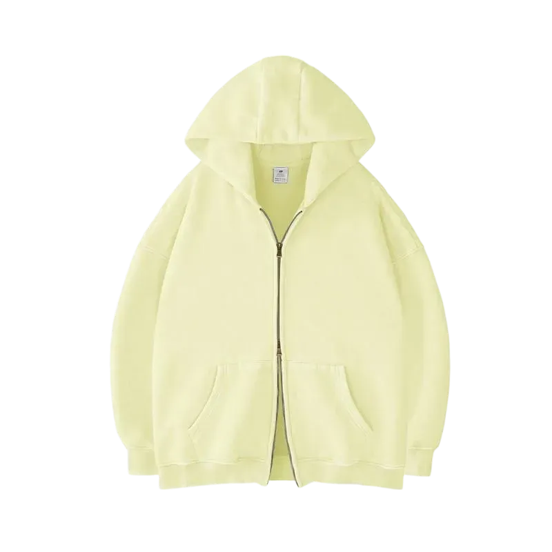Oversized Acid Wash Hoodies Sweatshirt with Double Zip Up