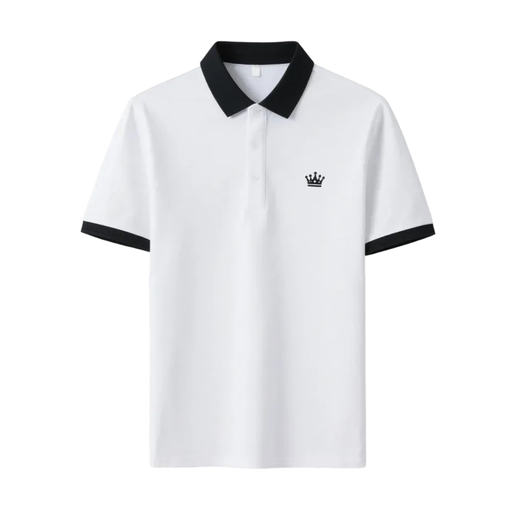 Men's Regular Fit Contrast Trim Polo Shirt – Half Zip, Short Sleeve, Summer Casual/Sporty Top for Daily Wear