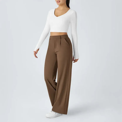 ⏰Big Spring Sale!High Waisted Side Pocket Straight Leg Work Pants