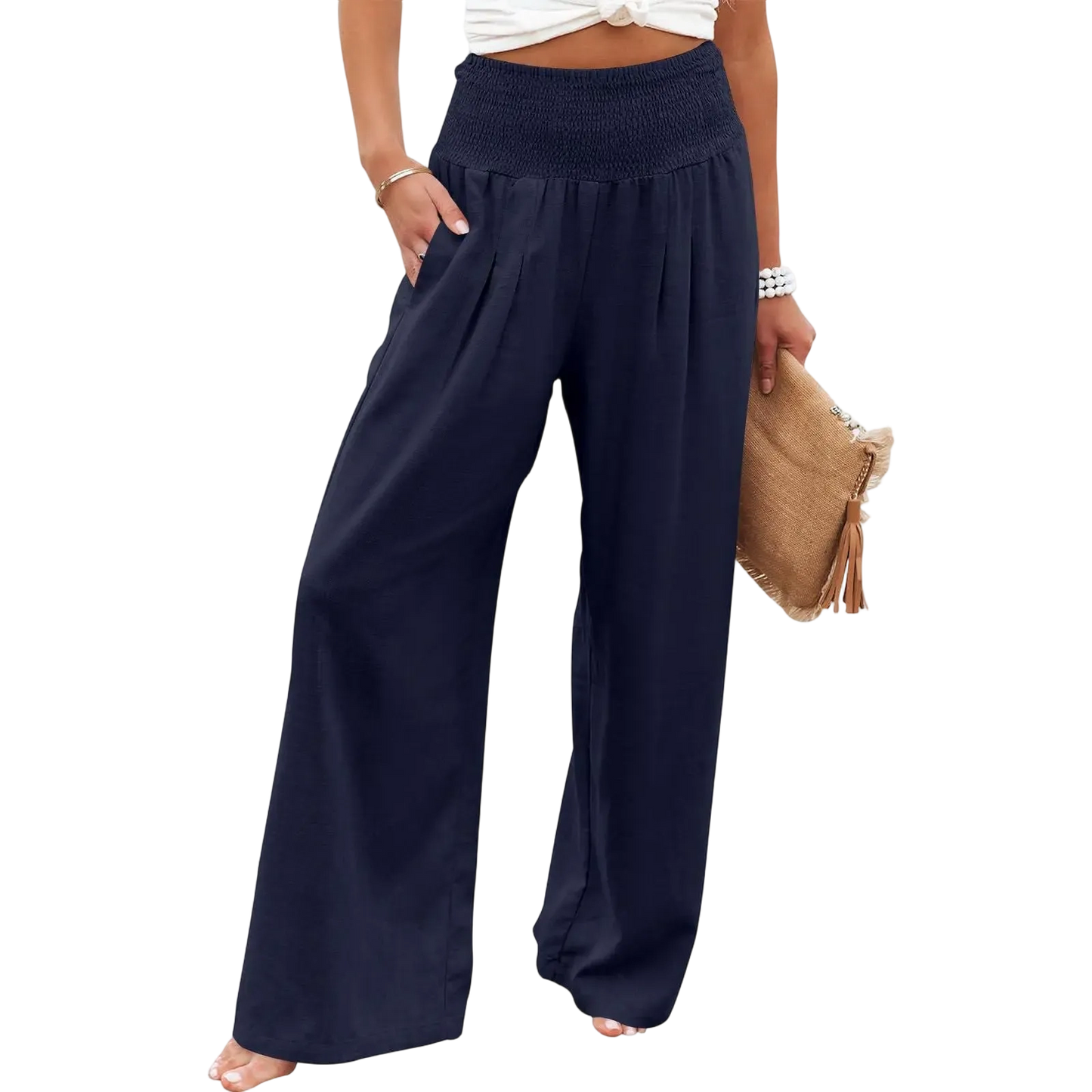 Women's linen wide-leg pants