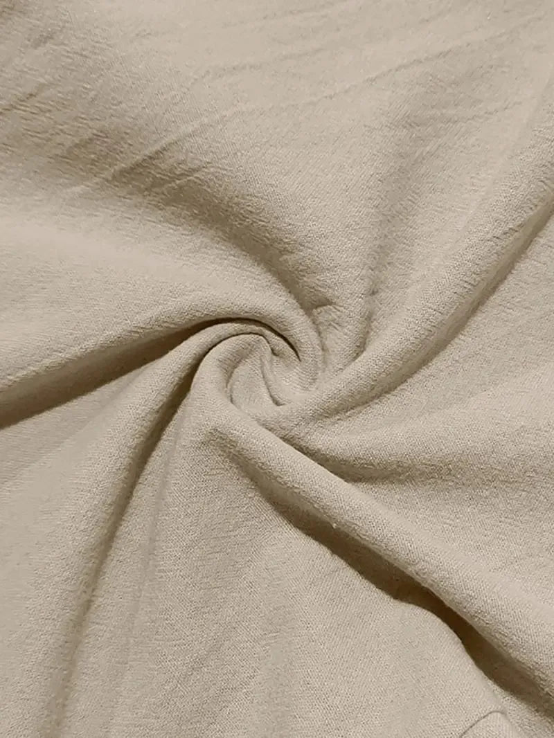 Men's Solid Button Design Linen Pants
