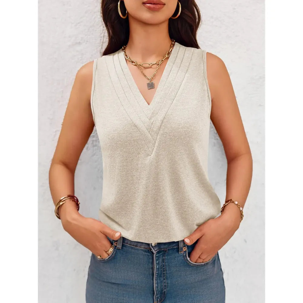 Women V Neck Tank Tops Dressy Casual Summer Loose Fit Sleeveless Shirts