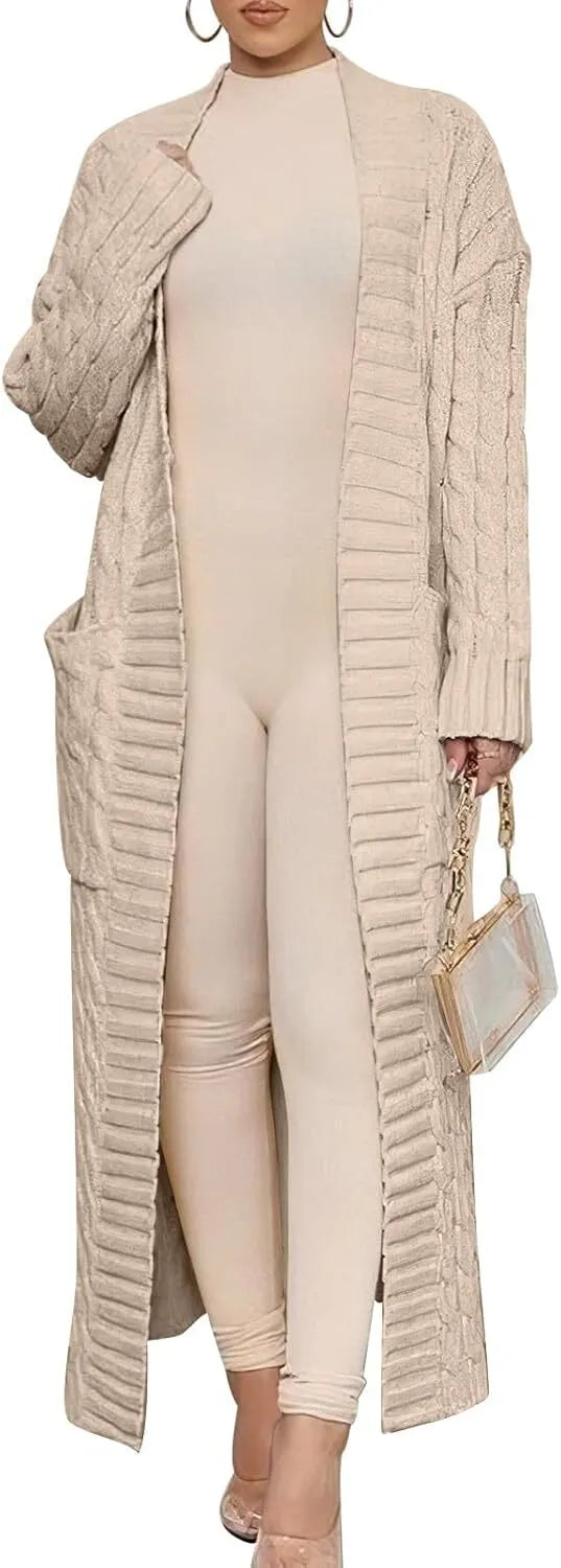 Women's Long Cardigan 2024 Oversized Coat Long Sleeve Open Cardigan Knitted Extra Long Coat Autumn Fashion Jacket Clothes