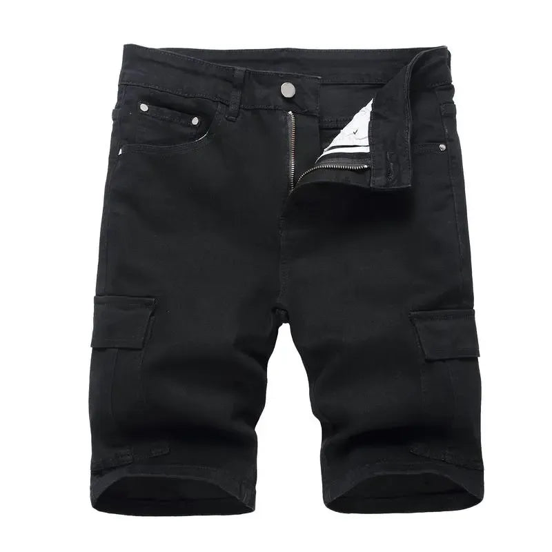 Men's Stretch Ripped Denim Cotton Comfort Shorts.