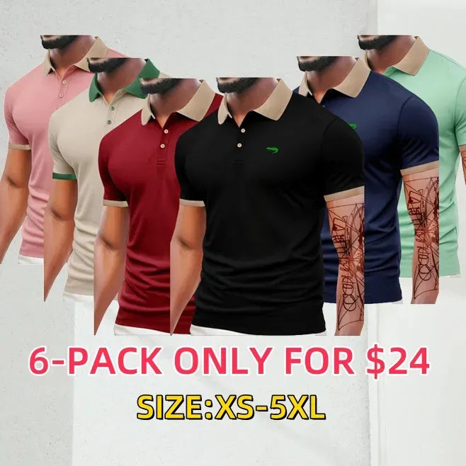 Men's Regular Fit Letter Print Short Sleeve Polo Shirt – a casual collared top for summer