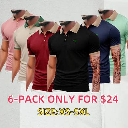 Men's Regular Fit Letter Print Short Sleeve Polo Shirt – a casual collared top for summer