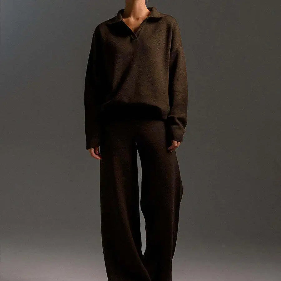 Knit Top and Wide Leg Pants 2 Piece Set