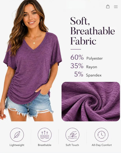 Women’s V Neck Dolman Sleeve Loose Top