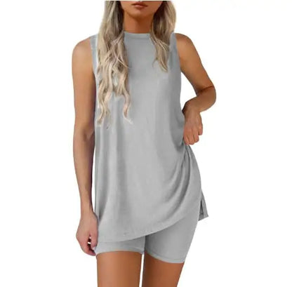 Sleeveless Crewneck Women's 2 Piece Sets