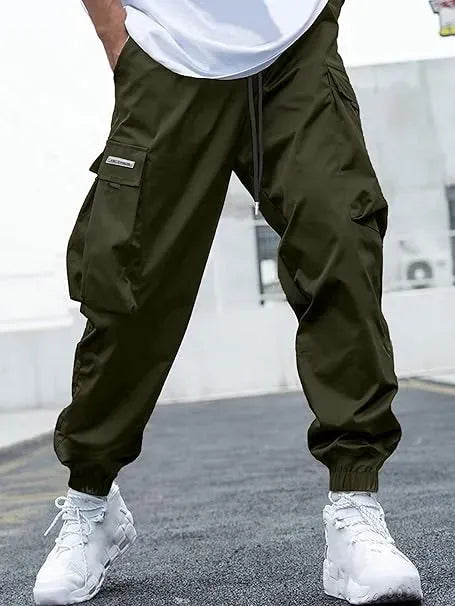 Men's Baggy Solid Color Drawstring Casual Cargo Pants