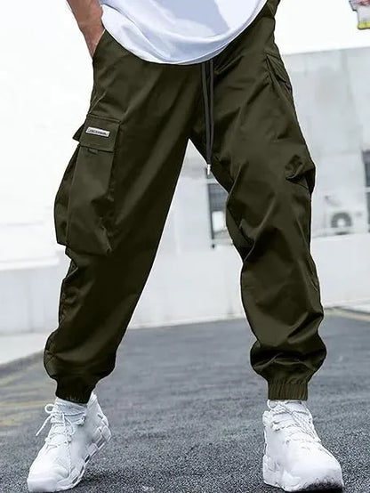 Men's Baggy Solid Color Drawstring Casual Cargo Pants
