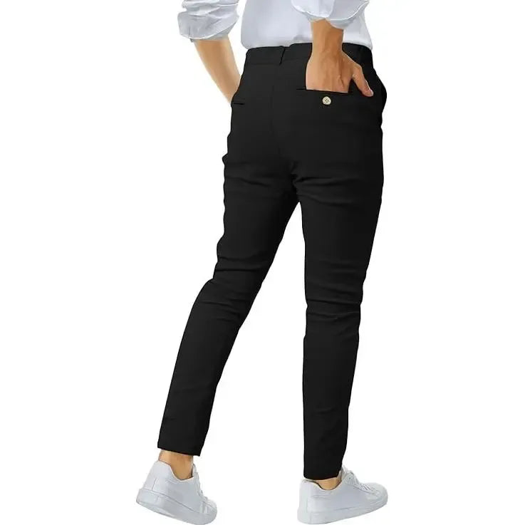 Men's Casual Slim Fit Pants Skinny Stretch Dress Slacks