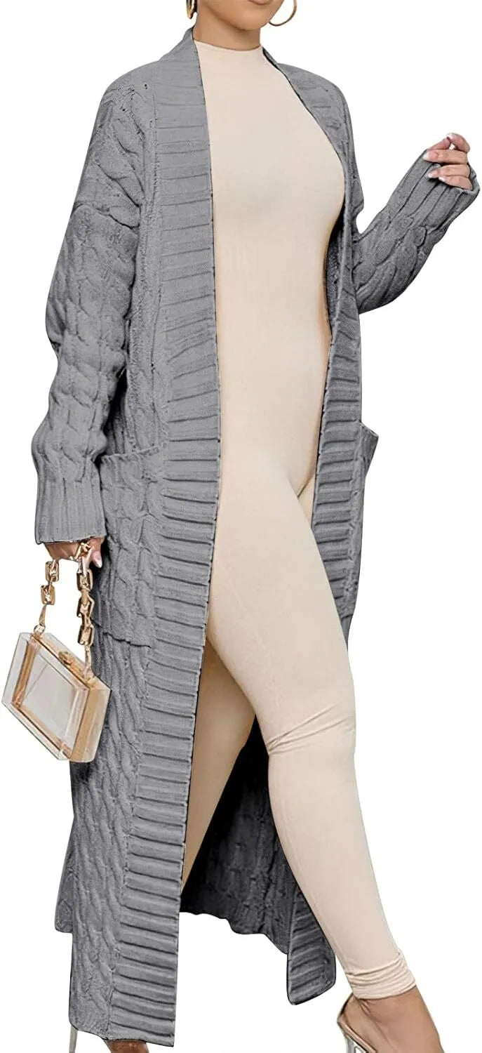 Women's Long Cardigan 2024 Oversized Coat Long Sleeve Open Cardigan Knitted Extra Long Coat Autumn Fashion Jacket Clothes