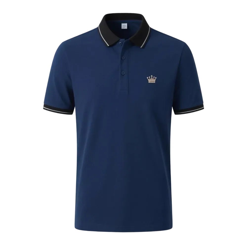 Men's Regular Fit Contrast Trim Polo Shirt – Half Zip, Short Sleeve, Summer Casual/Sporty Top for Daily Wear