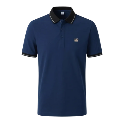 Men's Regular Fit Contrast Trim Polo Shirt – Half Zip, Short Sleeve, Summer Casual/Sporty Top for Daily Wear