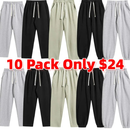 Men's Regular Fit Solid Drawstring Waist Sweatpants