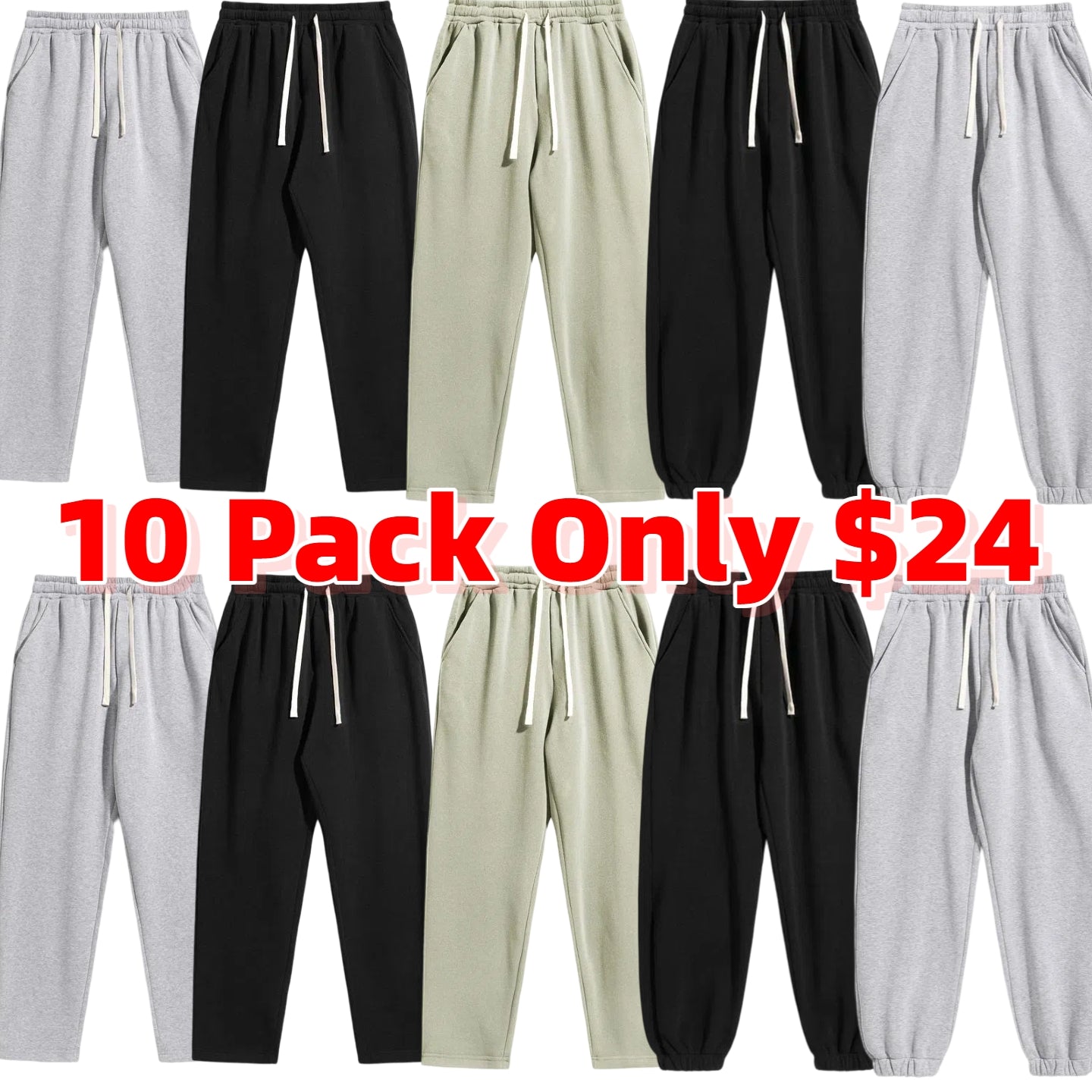 Men's Regular Fit Solid Drawstring Waist Sweatpants