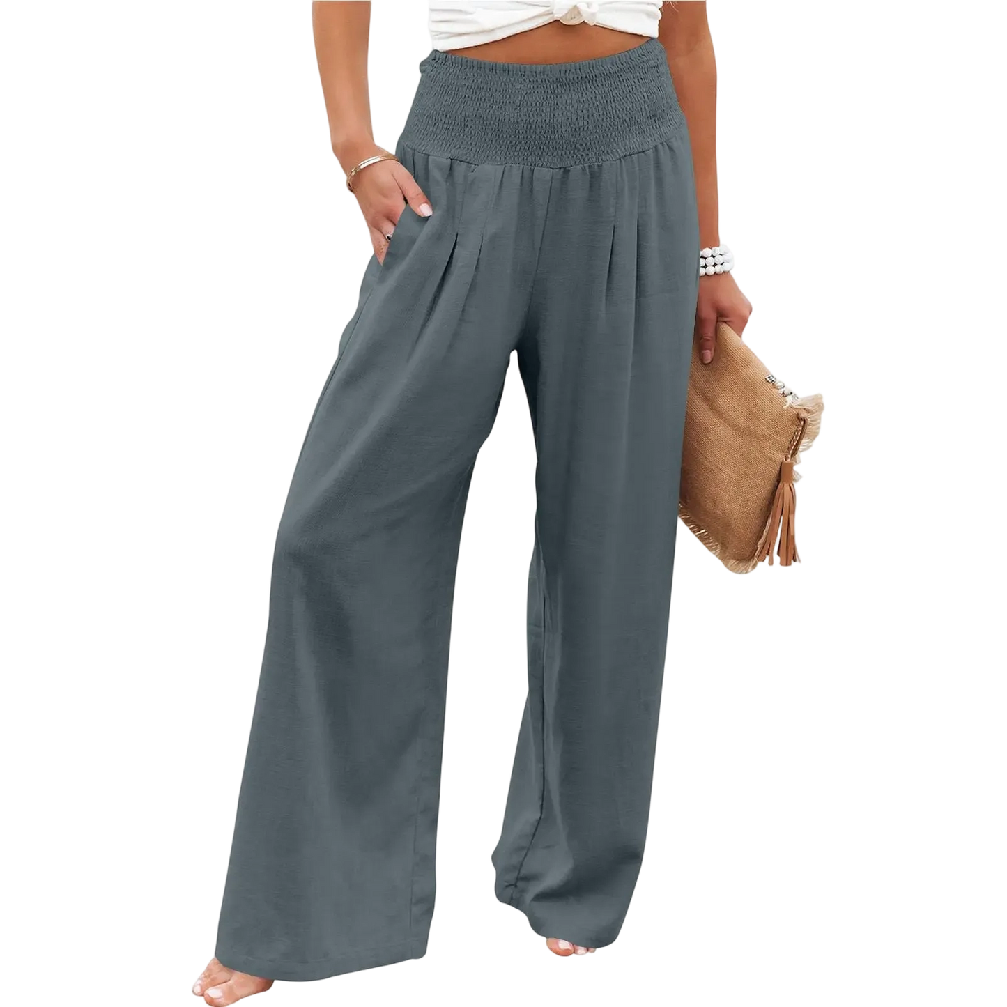 Women's linen wide-leg pants