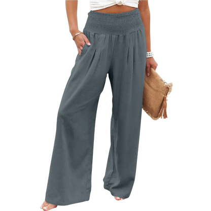 Women's linen wide-leg pants