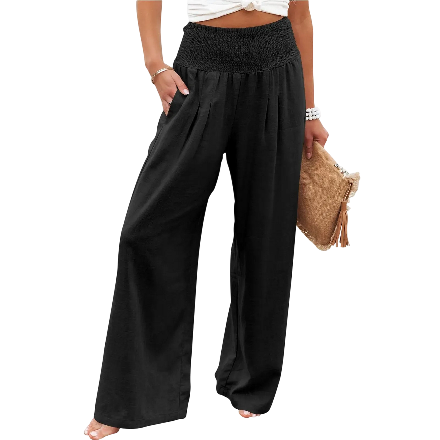 Women's linen wide-leg pants