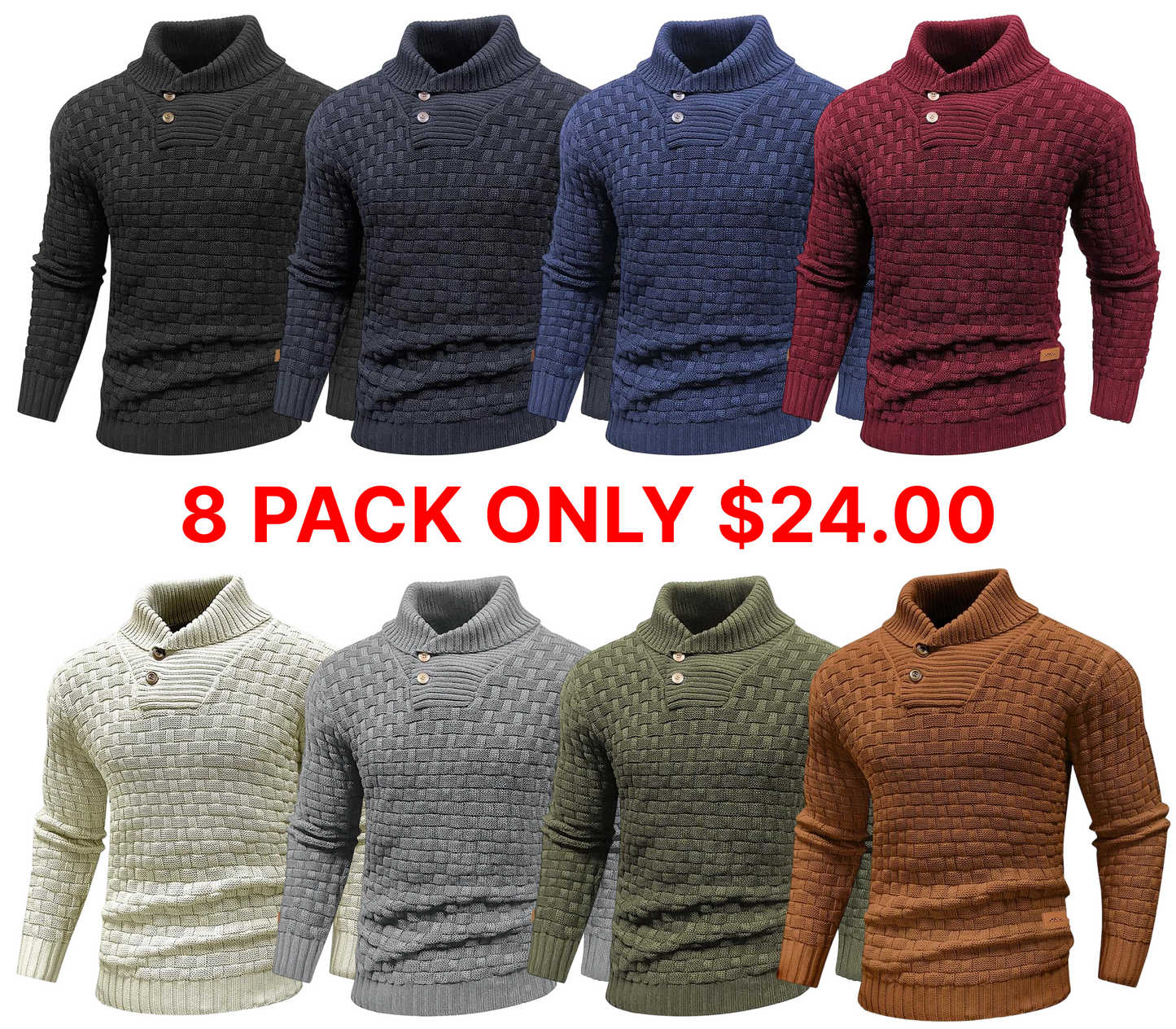 Men's Regular Textured Patched Detail Shawl Collar Sweater