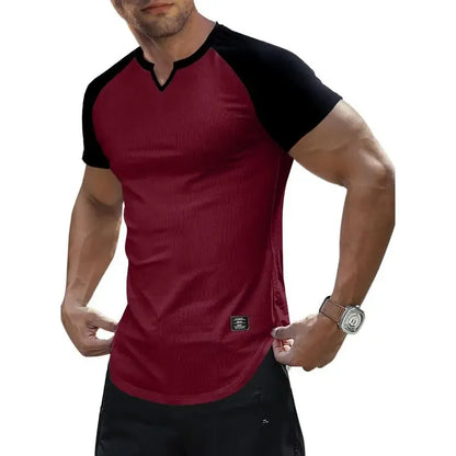 Men's V-Neck Longline Henley Muscle Tee