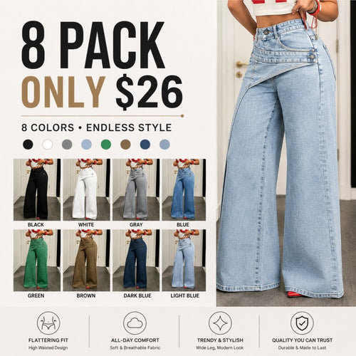 🔥MID YEAR SALE🔥Women's Loose-Fitting Trendy Asymmetrical Design Casual Denim Long Pants
