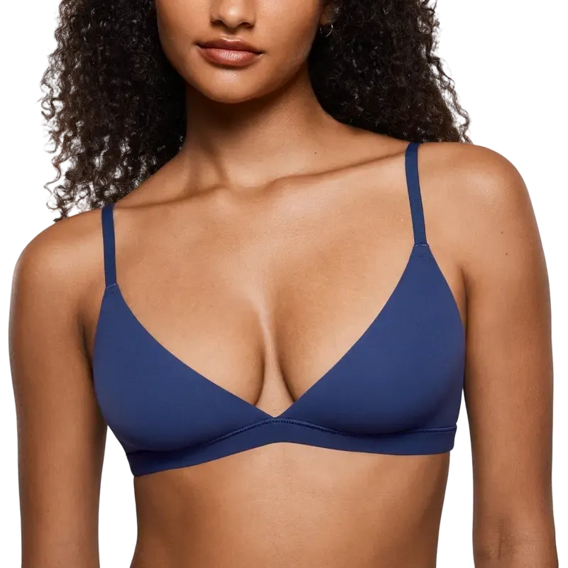 Women's Deep V, Unlined, Seamless, Wire-Free Triangle Bra