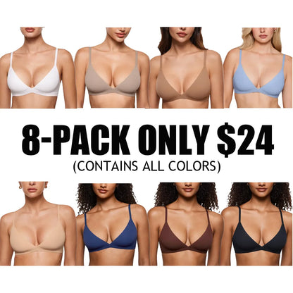 Women's Deep V, Unlined, Seamless, Wire-Free Triangle Bra