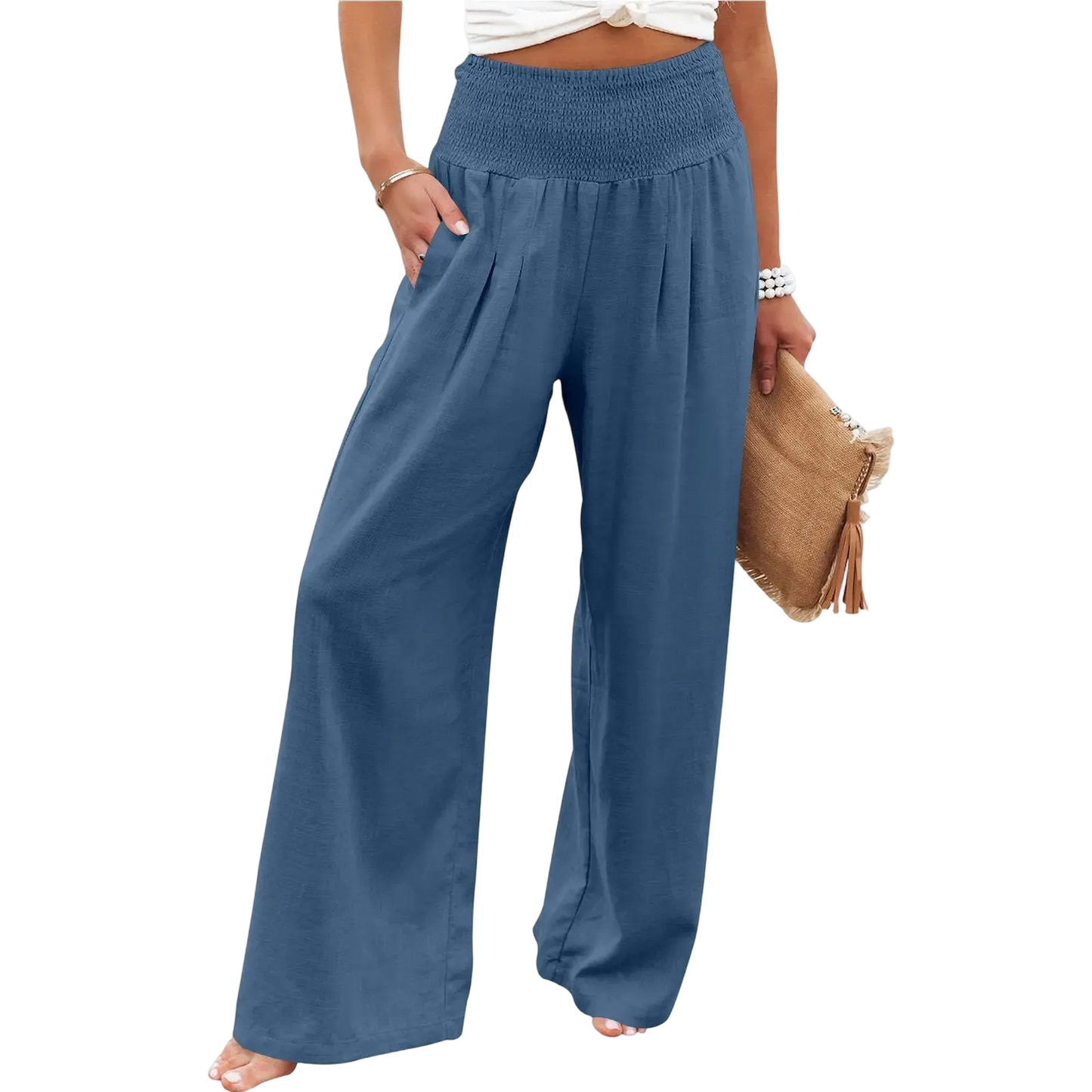 Women's linen wide-leg pants